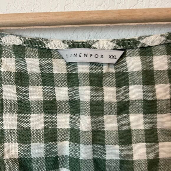Linenfox Green Gingham Plaid Soja Linen Sleeveless Wrap Top Women's Size XXL NEW - Picture 5 of 5